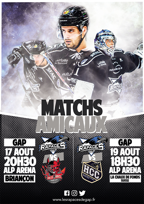 Match de hockey sur glace le 17 août à 20h30 au stade de glace de Gap