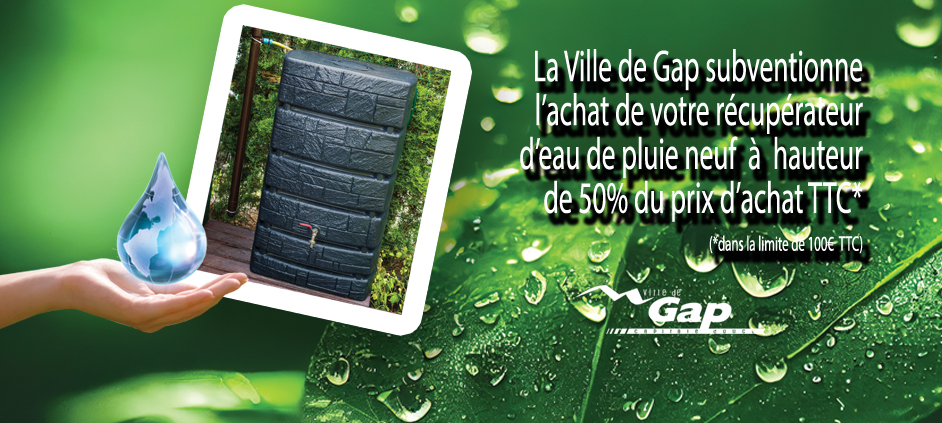 Aide de la ville de Gap 2025 pour l'acquisition de récupérateurs d'eau de pluie