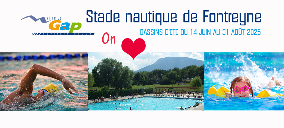 Stade nautique de Gap - Bassins et équipements extérieurs ouverts du 14/06 au 31/08/2025 de 10h à 19h30 tous les jours