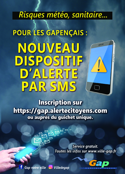Dispositif d'alerte de la Ville de Gap, par SMS