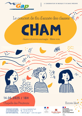 14 juin 2025 à 18h Chapelle des Pénitents Gap : Concert de fin d'année des classes CHAM du conservatoire