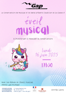 Audition de la classe d'éveil musical  Lundi 16 juin 2025 à 17h30 Auditorium O. Messiaen du Conservatoire