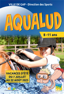 Programme aqualud Gap pour les 8/11 ans du 7/07 au 22/08/2025 - Pré-inscriptions au Guichet Unique du 16 au 19/06/2025 puis au-delà en fonction des places disponibles