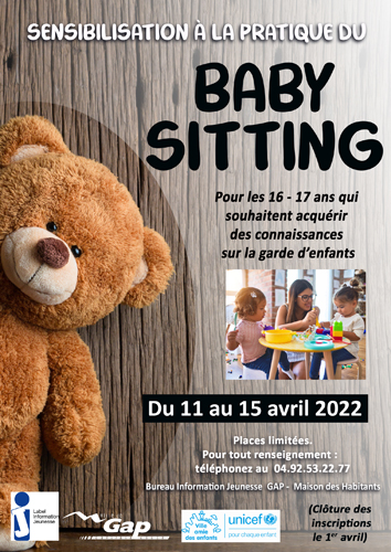 Sensibilisation à la pratique du baby sitting du 11 au 15 avril 2022 à GAP