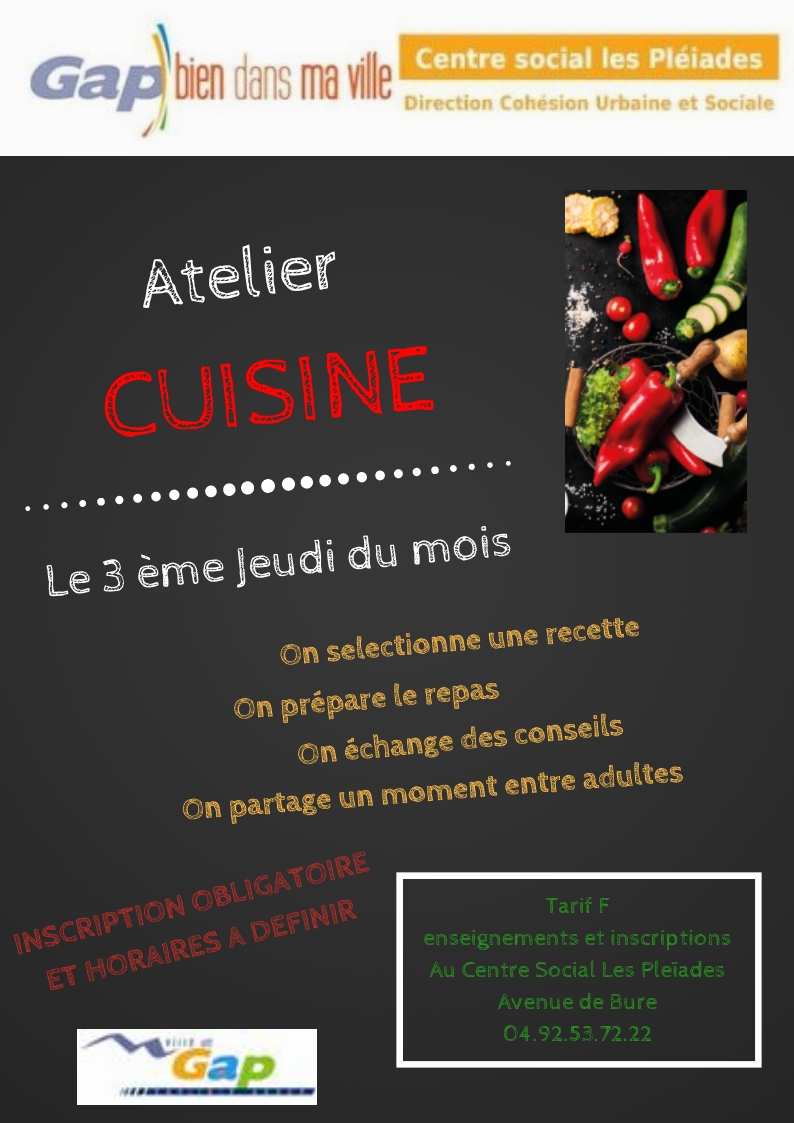 Affiche atelier cuisine