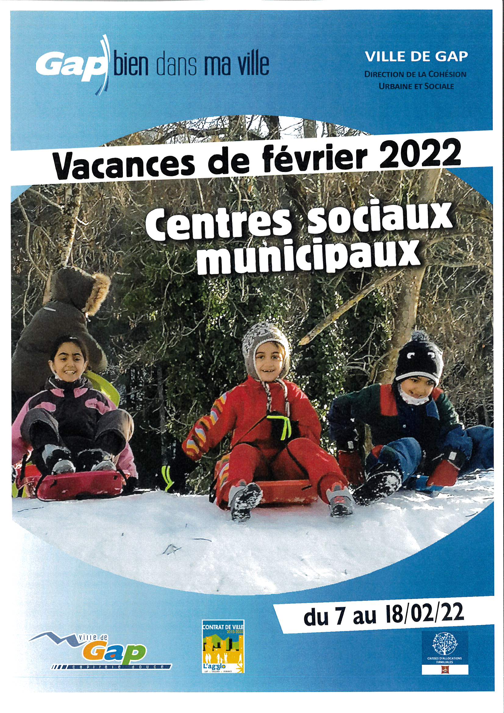 Couverture programme vacances de Février 2022 centres sociaux