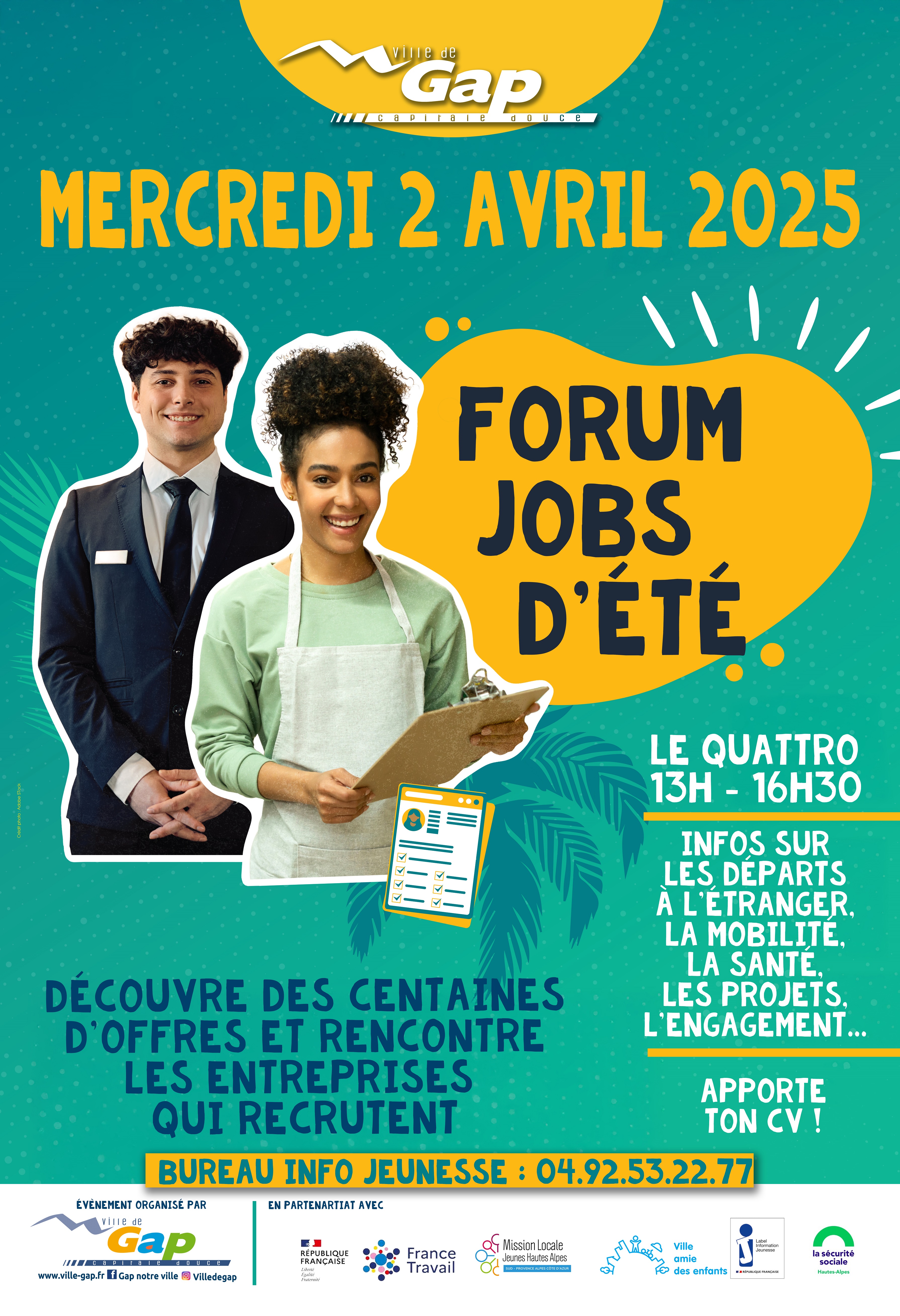 Forum des Jobs d'été de Gap 2024 - le 17 avril de 13h30 à 17h au Quattro