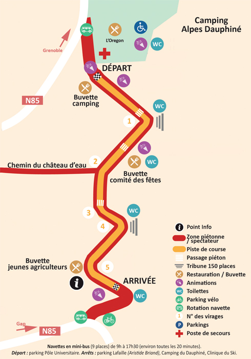 Course de caisses à savon à Gap le 25 05 2025 - Plan du site (Route de la Descente)
