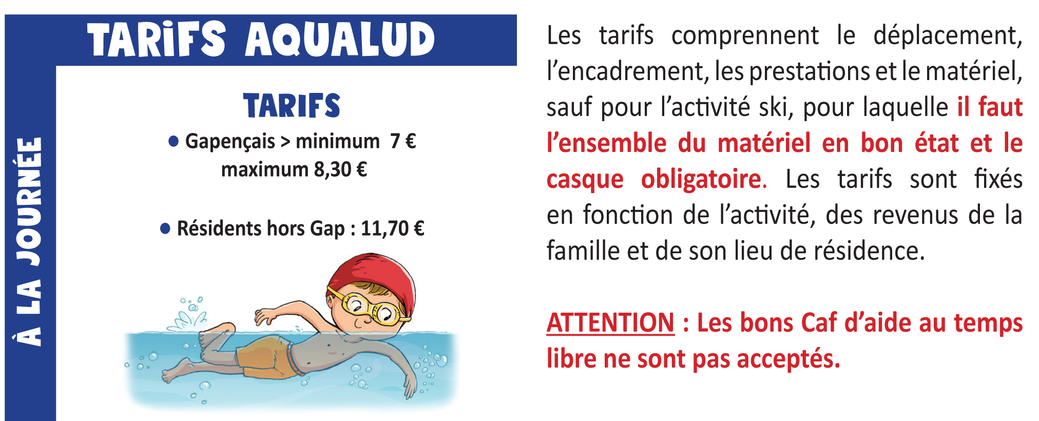 Tarifs Aqualud 2024