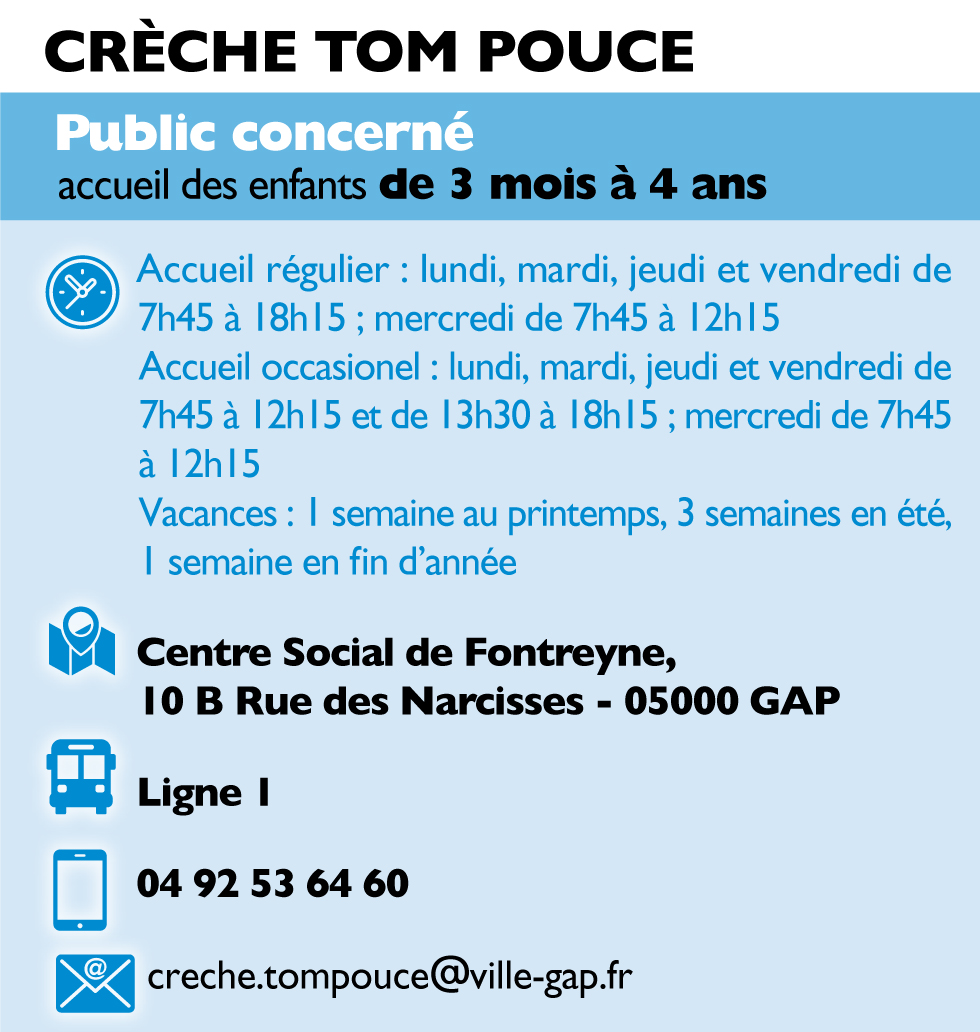 Crèche municipale de Gap : TOM POUCE - Infos 2024/2025