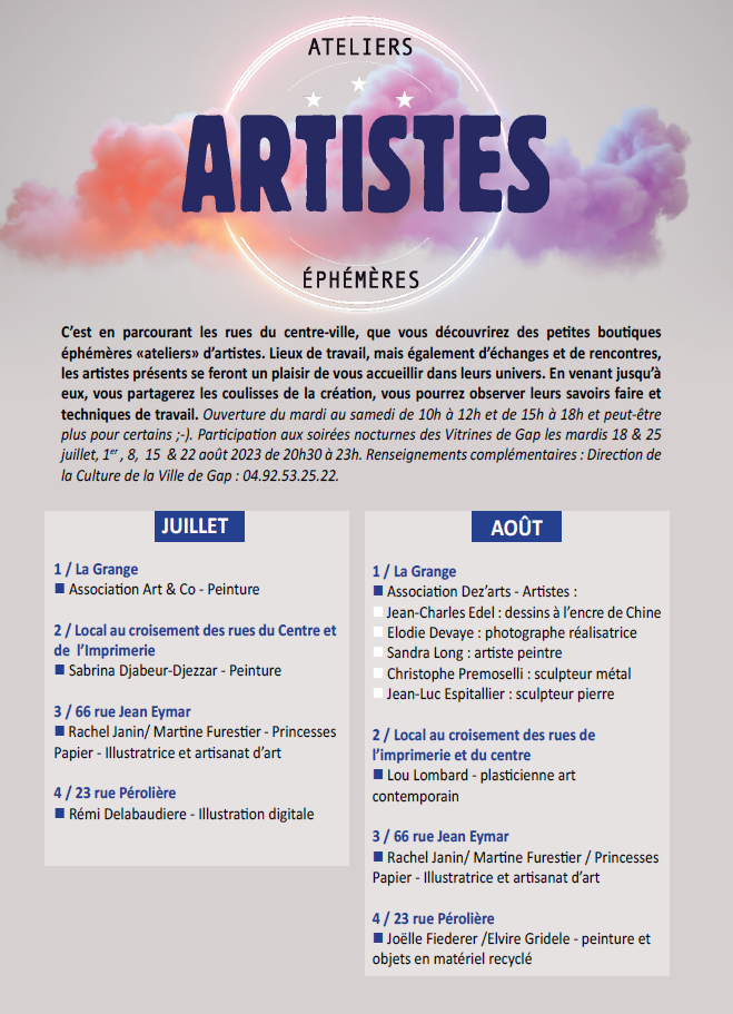 Ateliers éphémères 24