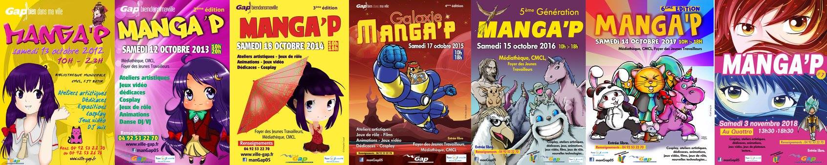 Affiches Manga'p de 2012 à 2018
