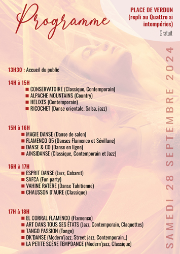 Programme de la Fête de la Danse du 28 09 2024 à GAP (A jour au 19 09 2024)