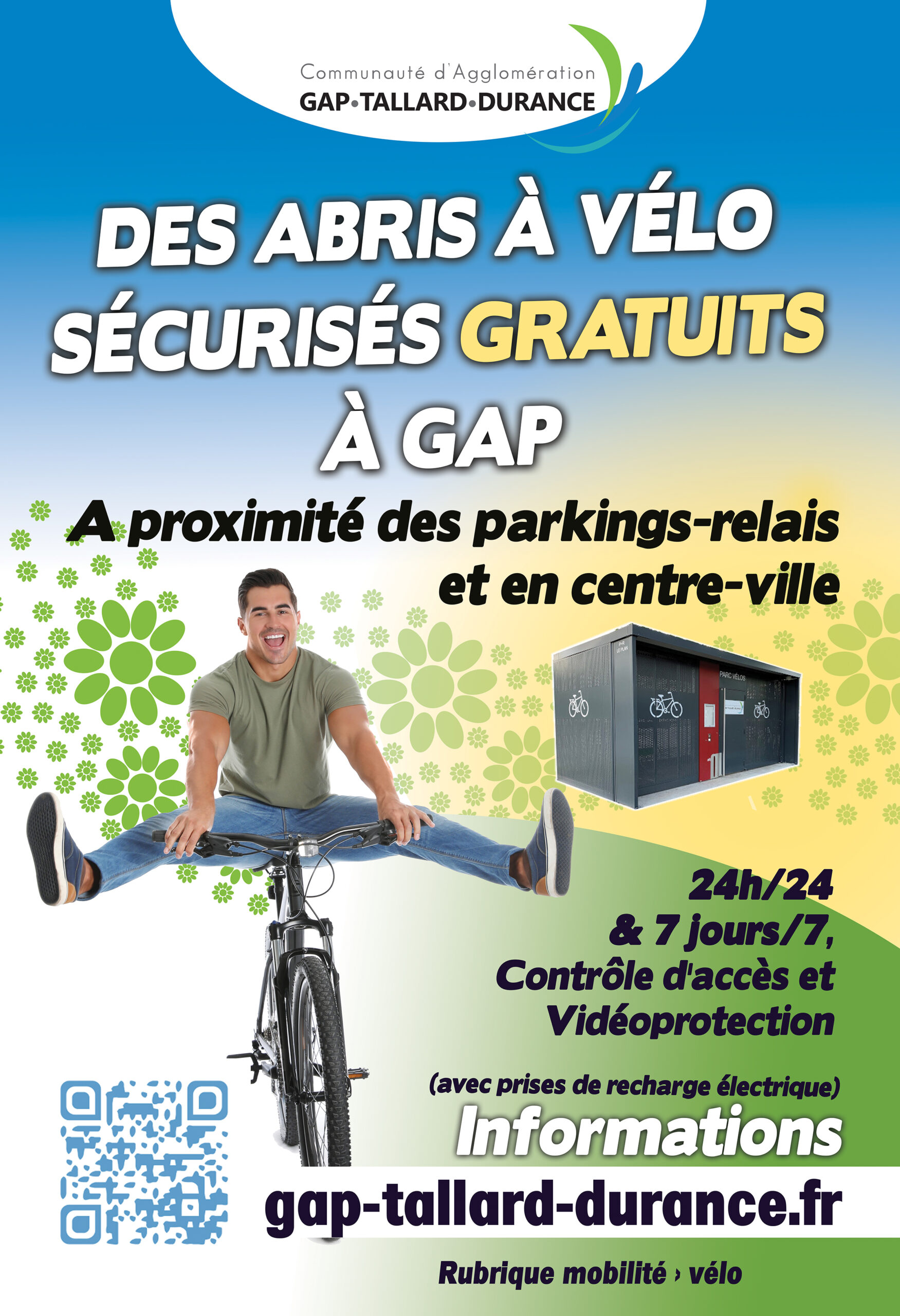 Affiche abris à vélos sécurisés et gratuits de Gap