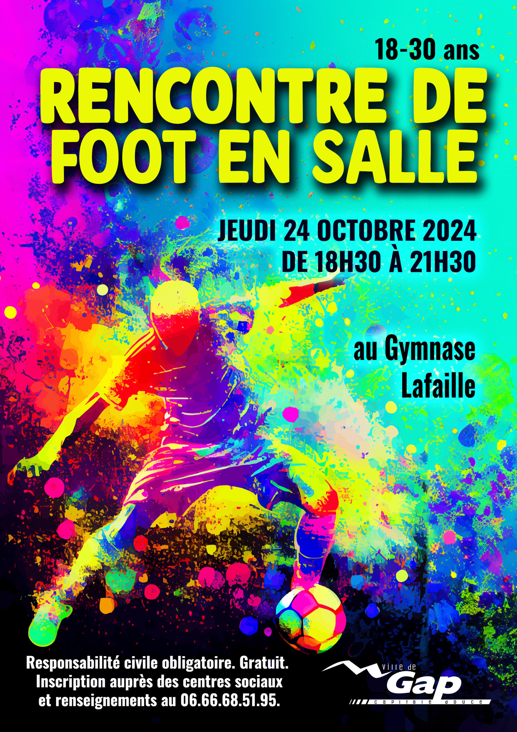 Rencontre de foot en salle pour les 18/30 ans à GAP le 24 10 2024