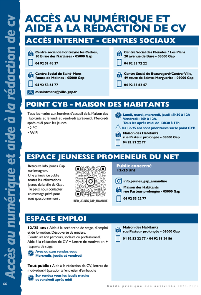 Accès au numérique sur Gap - Infos 2024/2025