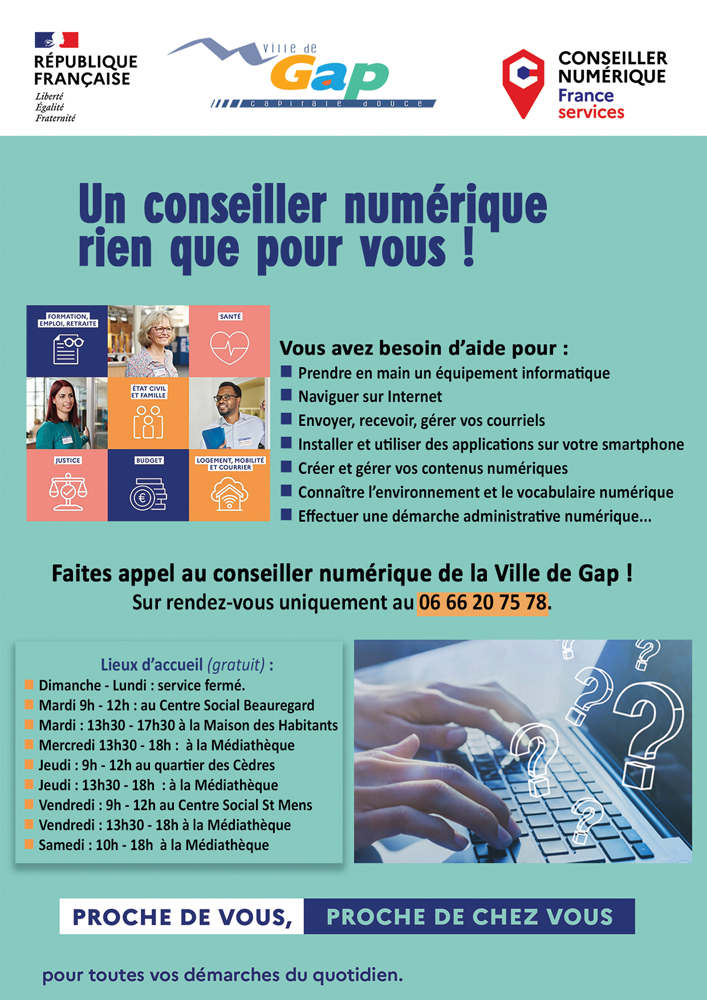 Un conseiller numérique pour vous à GAP - Infos de juin 2024