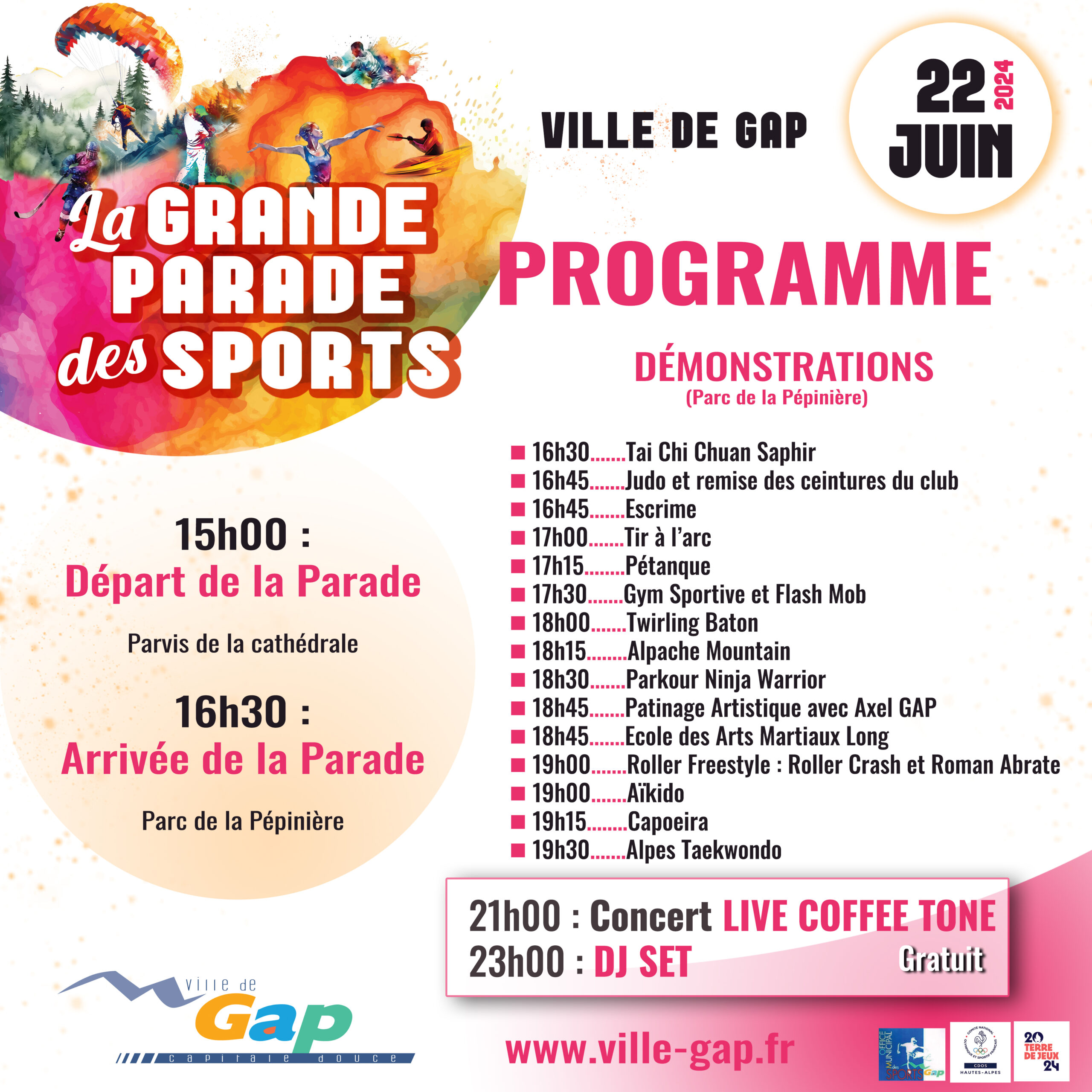 Programme démonstrations sports du 22 06 2024