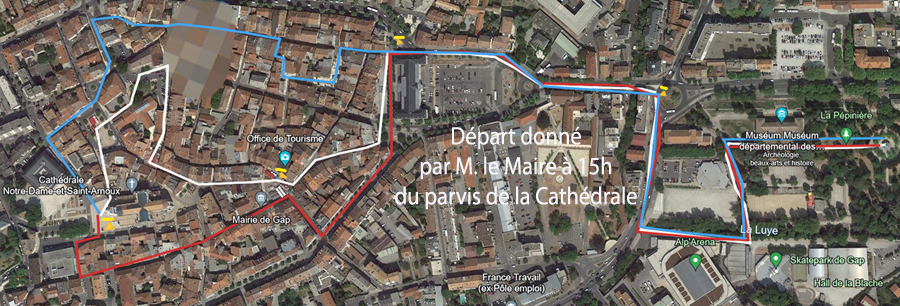 Itinéraire de la Grande parade des sports du 22 06 2024, avec départ donné à 15h